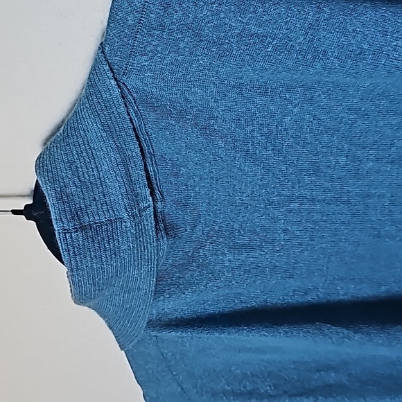 Eskandar Lagenlook Coastal Grandma shawl collar open front cardigan Lyons Blue - Picture 5 of 8